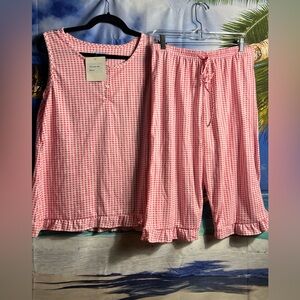 Amanda Paige Pink and White Checkered Sleepwear pajamas New